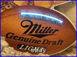 Vintage Miller Genuine Draft Beer Neon Sign Football Super Bowl Light Beer