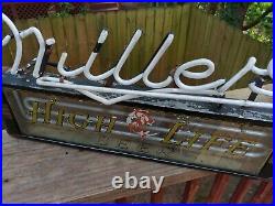 Vintage Miller High Life Beer Art Deco Reverse Painted Glass Neon Sign