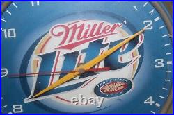 Vintage Miller Lite Beer Bar Tavern Metal Neon Lighted Clock Sign WORKS