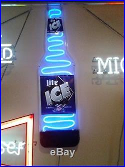 Vintage Miller Lite Ice Light Up Neon Fill Up Motion Bottle Beer Sign
