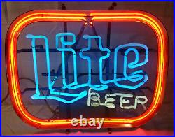 Vintage Miller Lite Neon Beer Sign Bar Light Advertisement