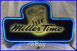 Vintage Miller Lite Neon sign Miller Time 13.5 x 22 x 4 Wall Or Counter