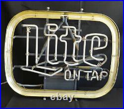 Vintage Miller Lite On Tap Neon Sign 20 X 17