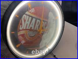 Vintage Miller Sharps Beer Neon 17in Clock Sign Tested & Works 1993