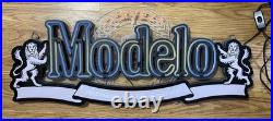 Vintage Modelo Cerveza 1925 Double Griffin Flashing Neon Light Beer Sign 30x12