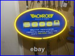 Vintage Monroe Shocks 5000 Miles Neon Light Up Sign Vintage Monroe Shocks 5000 Miles Neon Light Up Sign