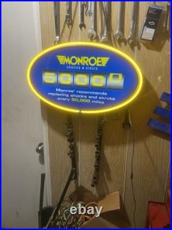 Vintage Monroe Shocks 5000 Miles Neon Light Up Sign Vintage Monroe Shocks 5000 Miles Neon Light Up Sign