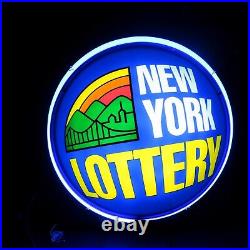 Vintage NEW YORK NY LOTTERY NEON SIGN Lamp Blue Lotto Zeon Man Cave/Commercial