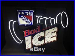 Vintage NEW YORK RANGERS NHL Hockey STANLEY CUP Bud Ice Neon SIGN Budweiser 1995