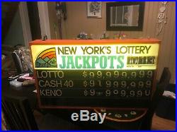 Vintage NY Lottery Jackpot Light Up Sign That Works
