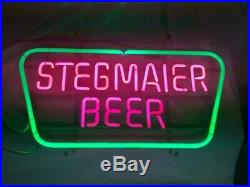 Vintage N. O. S. Three Stegmaier Beer Neon Signs In Original Crate/Transformers