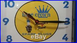 Vintage Neon Advertising Clock Blue Crown Spark Plugs Country Store