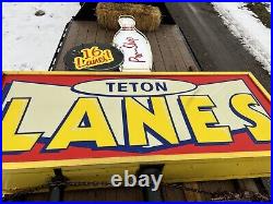 Vintage Neon Bowling Sign Teton Lanes