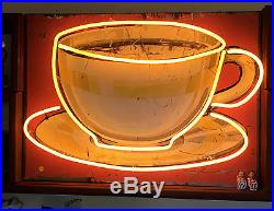 Vintage Neon Coffee Cup With Original Painted Can
