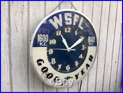 Vintage Neon Fluorescent Tube Radio Station Sponsor Good Year Advertising Clock