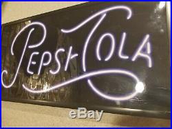 Vintage Neon LED Pepsi-Cola Lit Wall Sign 1950s Style Font