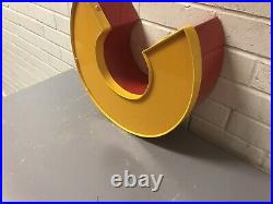 Vintage Neon Lit Yellow Red Letter C 14.5 Tall X 12.5 X 5 1/4 Deep 2 Available