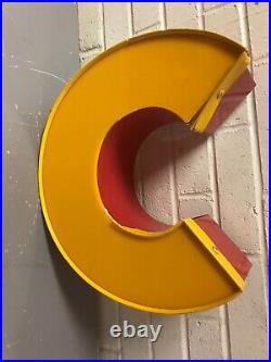 Vintage Neon Lit Yellow Red Letter C 14.5 Tall X 12.5 X 5 1/4 Deep 2 Available