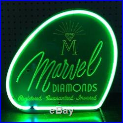 Vintage Neon Marvel Diamonds Sign Jewelry Store Advertising Sign