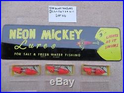 Vintage Neon Mickey Sign + 3 Lures Lot All Mint Cond (1 Of 11) $124.95