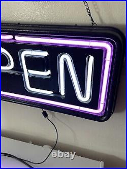 Vintage Neon OPEN Sign Window Hanging Large Business Electric 24 Pull Switch