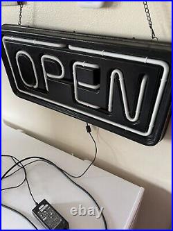Vintage Neon OPEN Sign Window Hanging Large Business Electric 24 Pull Switch