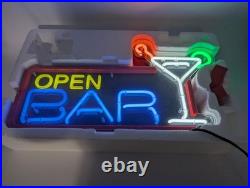 Vintage Neon Open Bar Sign Light Model LNL-001B Cocktail Martini
