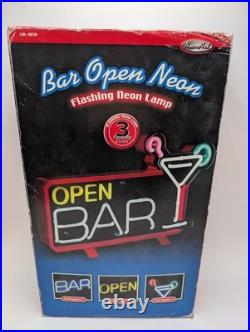 Vintage Neon Open Bar Sign Light Model LNL-001B Cocktail Martini