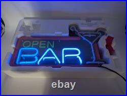 Vintage Neon Open Bar Sign Light Model LNL-001B Cocktail Martini