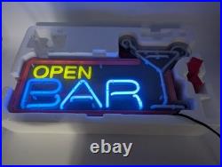 Vintage Neon Open Bar Sign Light Model LNL-001B Cocktail Martini