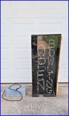 Vintage Neon Open Bowling Sign, Double Sided Window Large Business Electric Vintage Neon Open Bowling Sign, Double Sided Window Large Business Electric