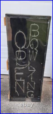 Vintage Neon Open Bowling Sign, Double Sided Window Large Business Electric Vintage Neon Open Bowling Sign, Double Sided Window Large Business Electric