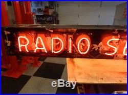 Vintage Neon RADIO SERVICE original antique sign 6 foot long 10 inchs tall