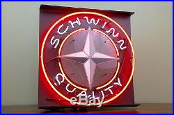 Vintage Neon Schwinn Quality Bicycle Dealer Window Advertising Sign Light 24X24