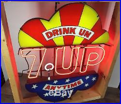 Vintage Neon Sign, 7up, Peter Max, DRINK THE UNCOLA, Soda Pop, Original