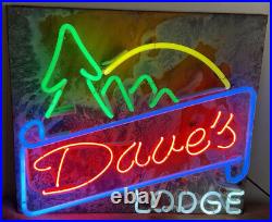 Vintage Neon Sign Dave's Lodge Man Cave/Art Work/Wall Decor 30 X 26