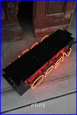 Vintage Neon Sign OPEN Double Sided Metal Can Red neon letters light lamp NICE