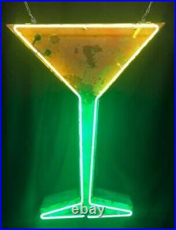 Vintage Neon Tin Can Martini Glass Sign Shipping Available