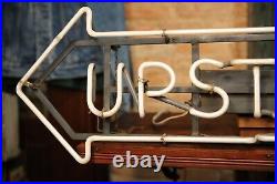 Vintage Neon Upstairs Arrow Sign Staircase Stairs Sports Bar Beer restaurant