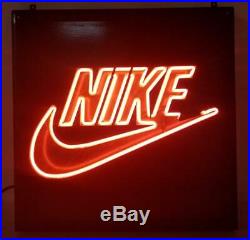 Vintage Nike Swoosh Early 90's Neon Display Wall Sign 19x19 Store Advertising