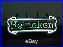 Vintage Old Beer Bar 29 Wide Heineken Green Neon Table Top Light Sign