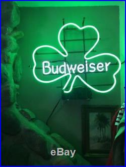 Vintage Old Bud Budweiser Neon Lucky Clover Irish Store Sign Celtics Patriots