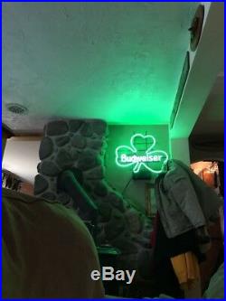 Vintage Old Bud Budweiser Neon Lucky Clover Irish Store Sign Celtics Patriots