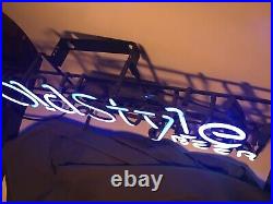 Vintage Old Style Beer Sign Blue Neon lighted and Made in the USA 1970's