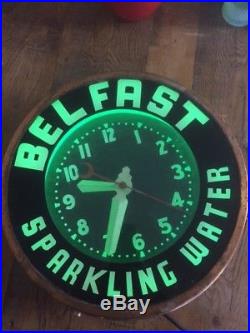 Vintage Original 15 Belfast Sparkling Soda Water Glo Dial Neon Clock Sign