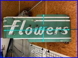 Vintage Original Flowers Porcelain Everbrite Neon Sign V- Shaped