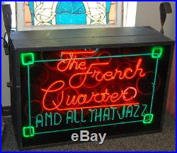 Vintage Original French Quarter, Jazz, 3Phase Neon Sign, Mardi Gras, New Orleans