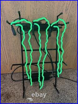 Vintage Original Monster Energy M Claw Green Neon Sign. 22x16. Commercial