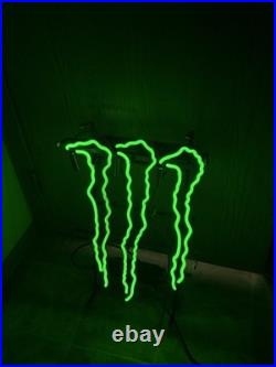 Vintage Original Monster Energy M Claw Green Neon Sign. 22x16. Commercial