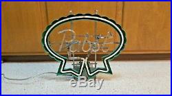 Vintage Pabst Blue Ribbon Beer Neon Sign Mercury Gas Red Advertising Man Cave
